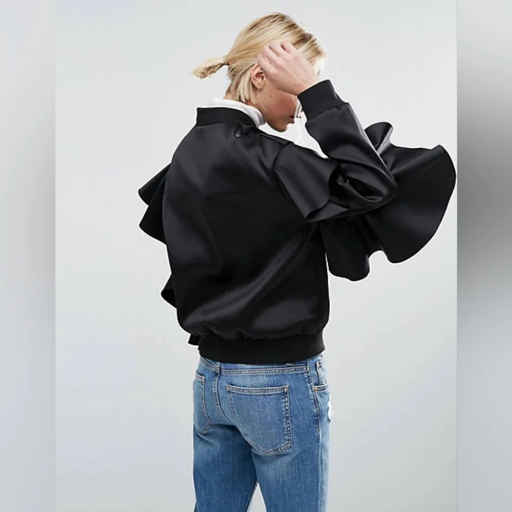 ASOS Ruffle Bomber Jacket - Picture 2 of 3